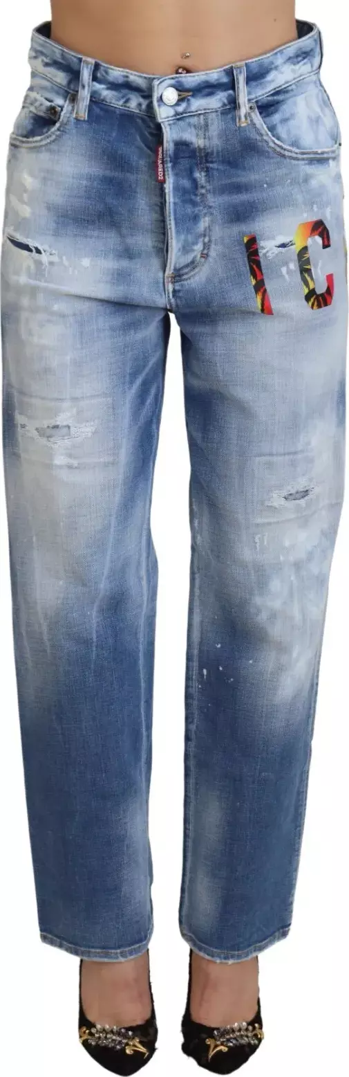 Blue Icon High Waist Straight Denim Jeans Boston