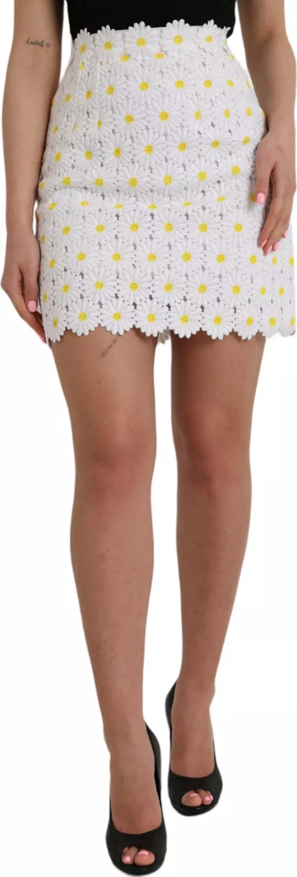 White Floral A-line Mini Skirt