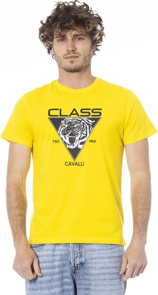 Yellow Cotton Men T-Shirt