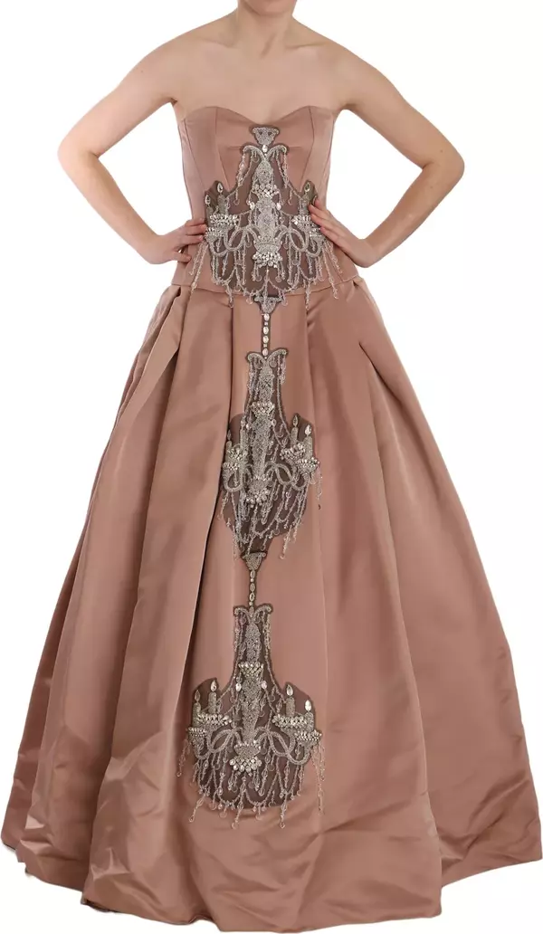 Crystal Pink Silk Chandelier Ball Gown Dress