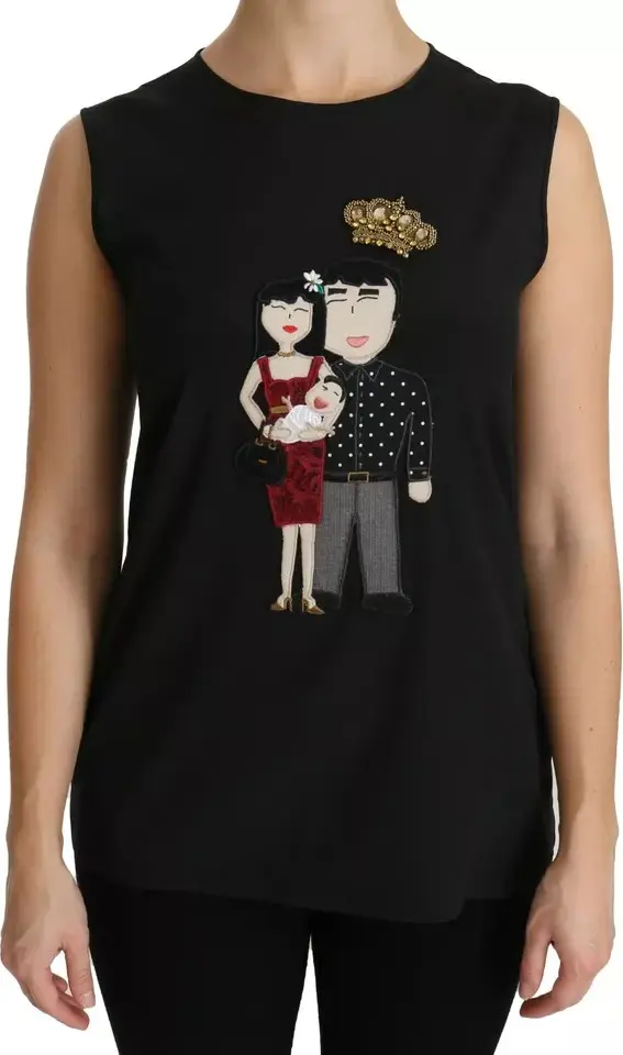 Black Silk DG Family Crystal Sleeveless Top