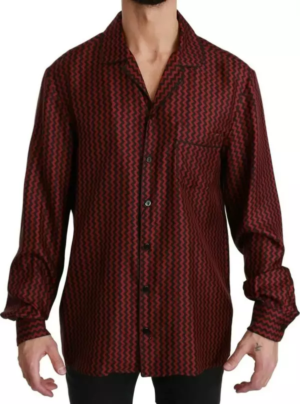 Black Red Zigzag Pattern Casual Shirt