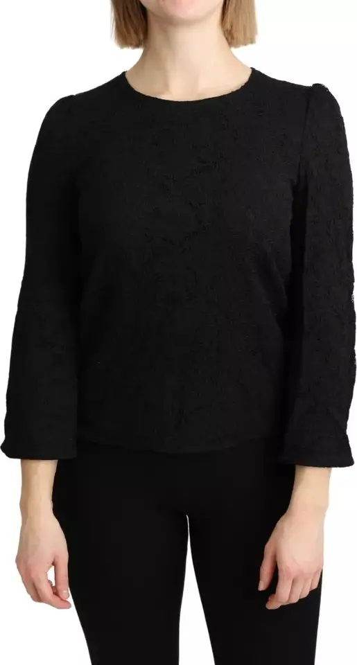 Black Lace Long Sleeves Blouse STAFF Top
