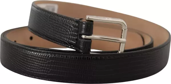 Black Classic Leather Silver Metal Buckle Belt