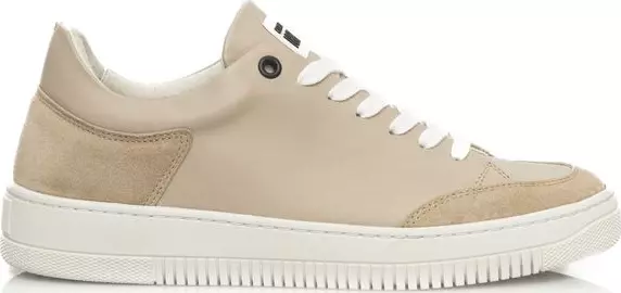 Beige Cowhide Women Platform Sneaker