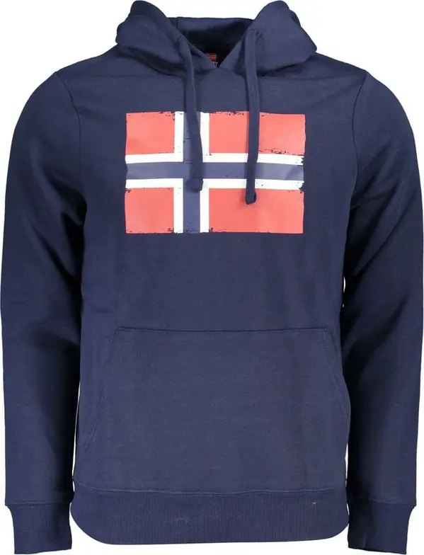 Blue Cotton Men's Sweatshirt with Hood