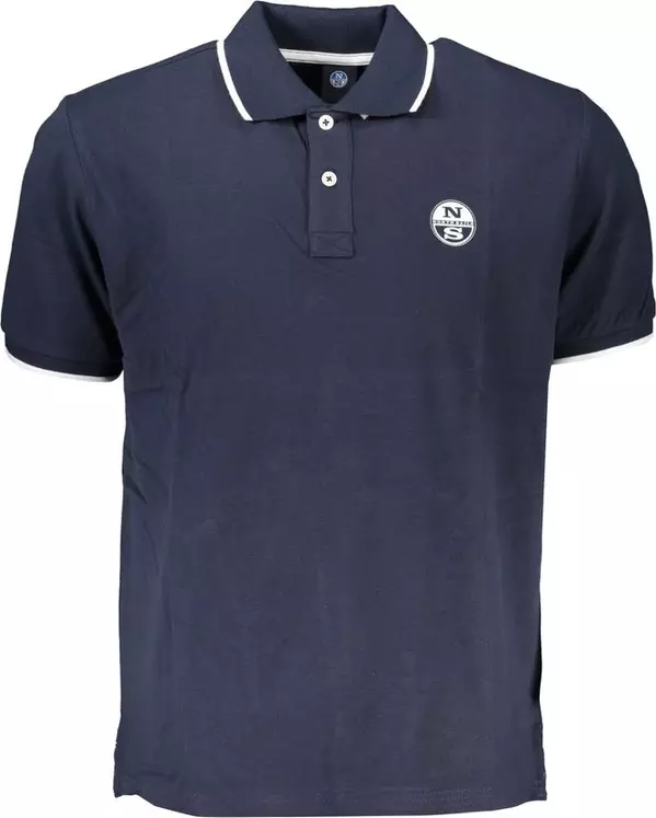 Blue Cotton Men Polo Shirt