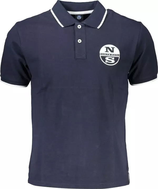 Blue Cotton Men Polo