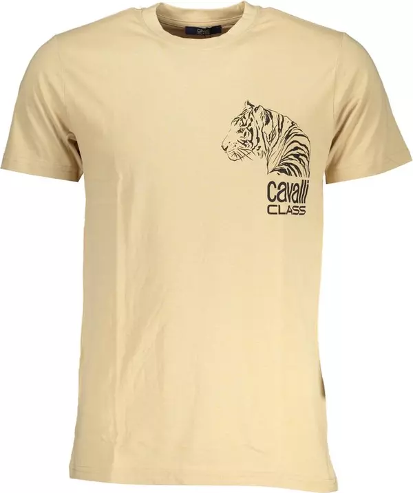 Beige Cotton Men T-Shirt