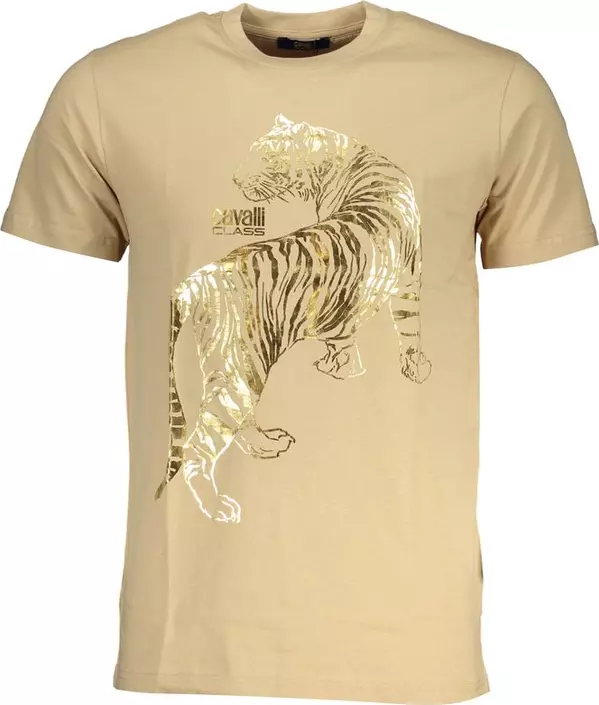 Beige Cotton Men T-Shirt