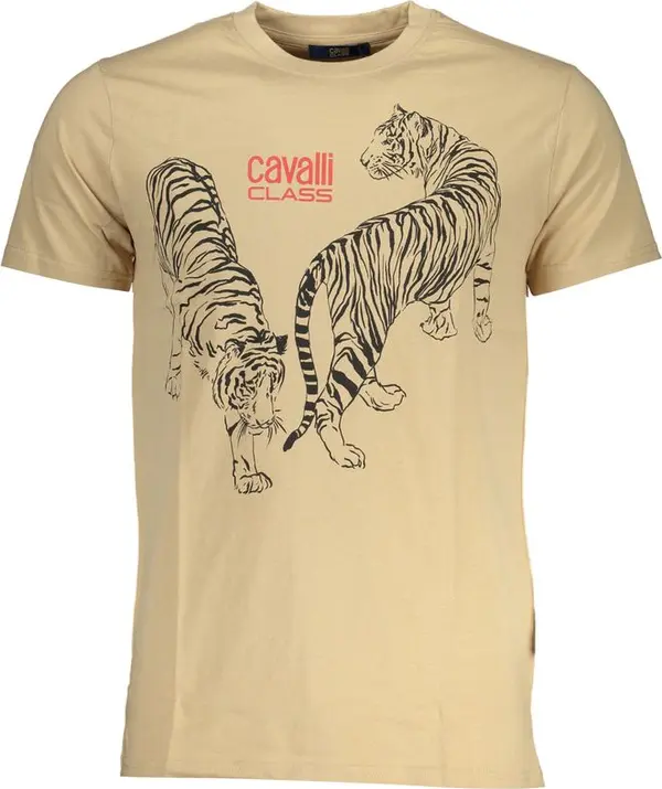 Beige Cotton Men T-Shirt