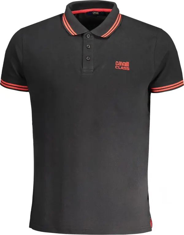 Black Cotton Men Polo Shirt