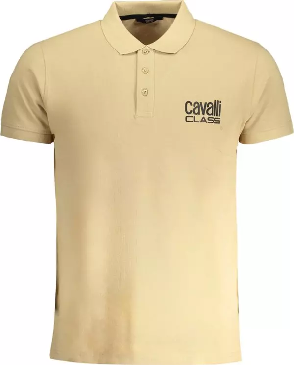 Beige Cotton Men Polo-Shirt