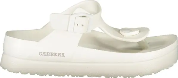 Bianco Poliuretano Womens Flip Flop with Ankle Buckle
