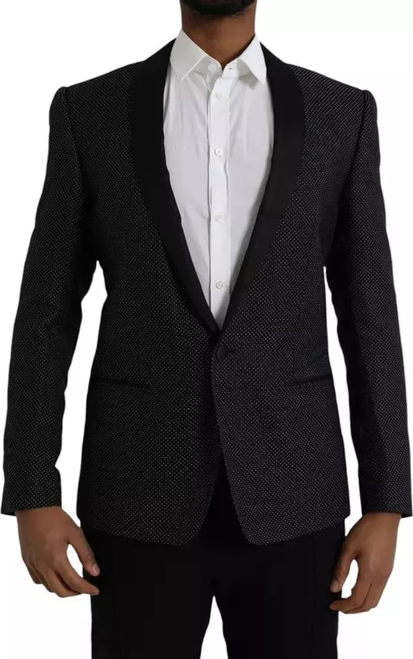 Black Jacquard MARTINI Single Breasted Coat Blazer