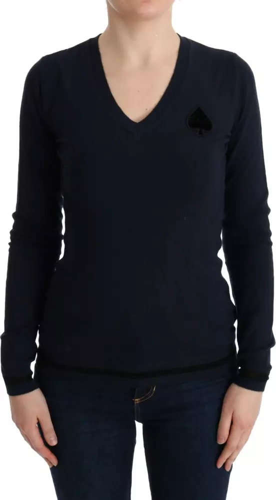 Blue V-neck Viscose Sweater