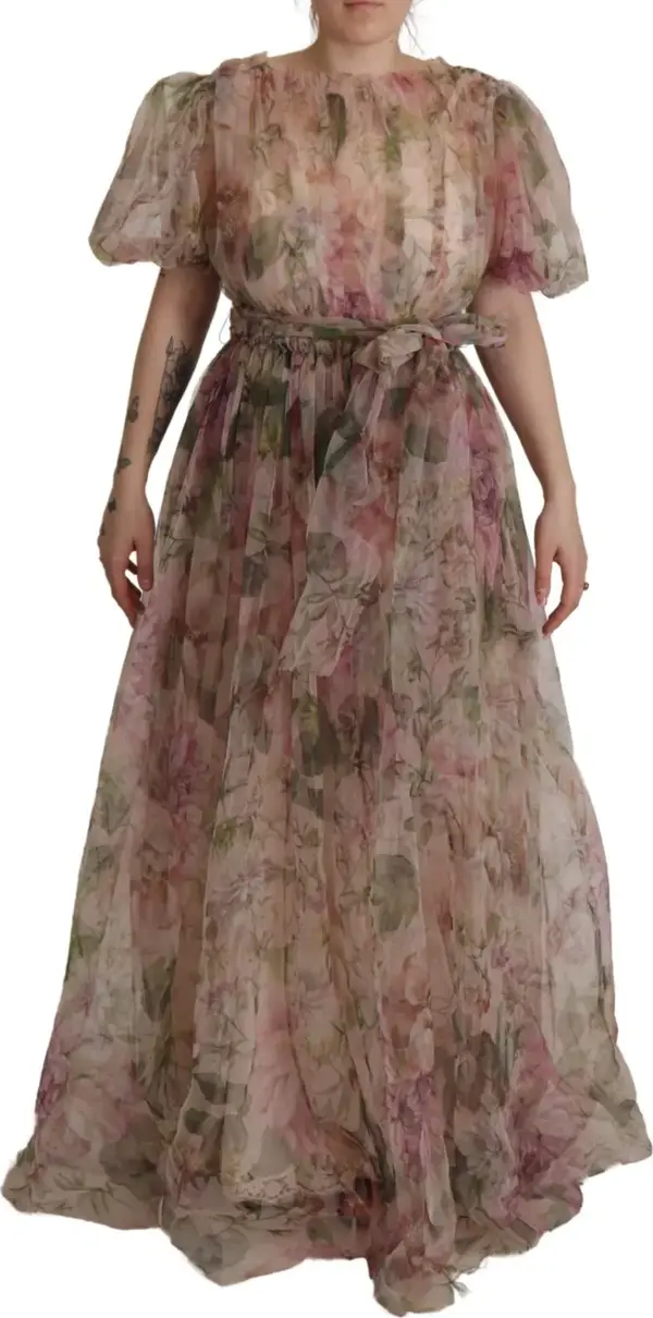 Multicolor Floral Print Long Maxi Gown Dress