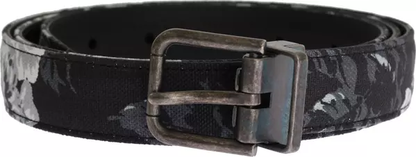 Black Cayman Linen Leather Belt