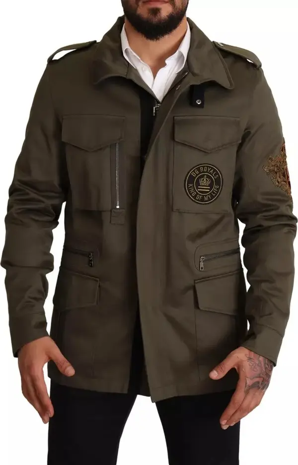 Green Cotton DG Love Blouson Coat Jacket