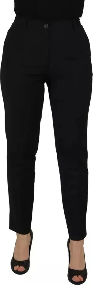 Black High Waist Tapered Trouser Pants