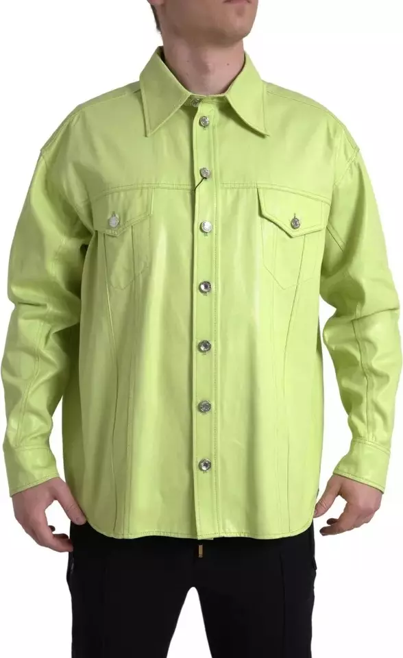 Green Cotton Collared Casual Button Down Shirt