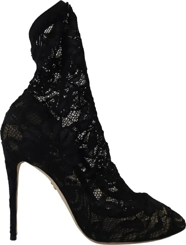 Black Stretch Socks Taormina Lace Boots Shoes