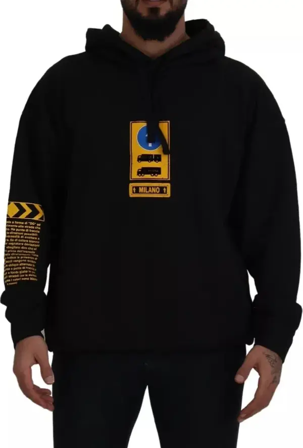 Black Cotton Logo Hooded Sweatshirt Sweater