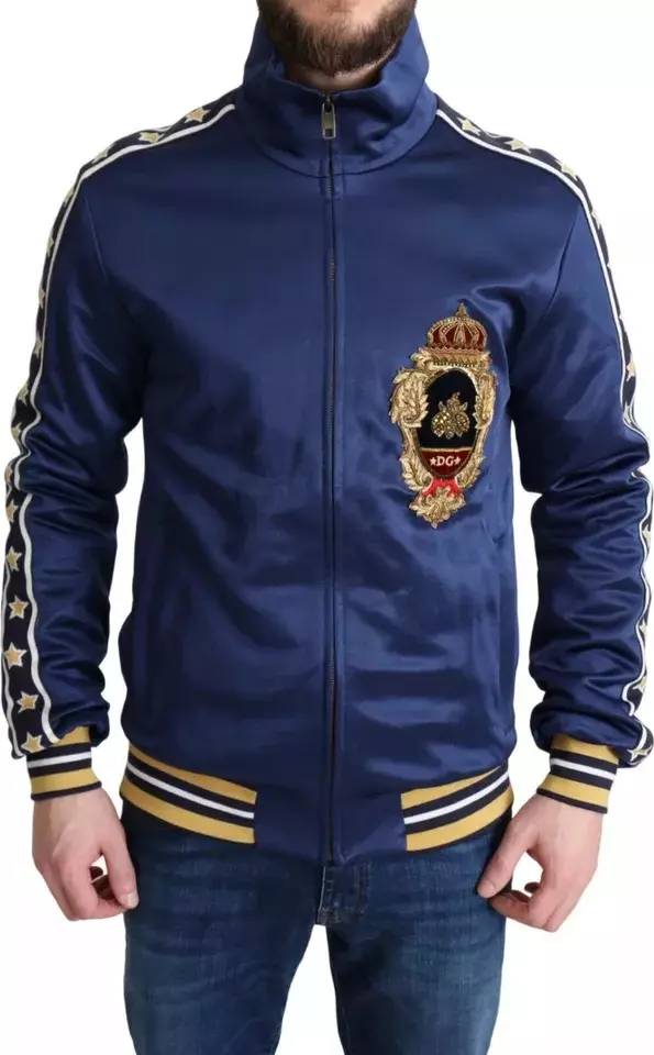 Blue Heraldic Patch Striped King Bee Sweater