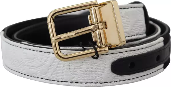 White Black Patchwork Gold Metal Buckle Belt
