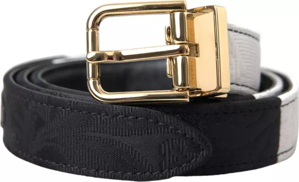 Black White Patchwork Gold Metal Buckle Belt