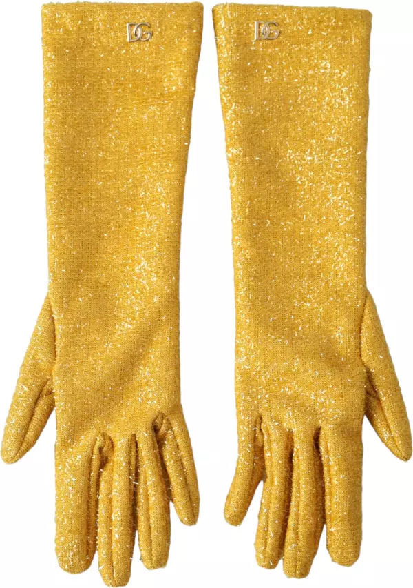 Gold Lurex Fantasia Mid Arm Length Gloves