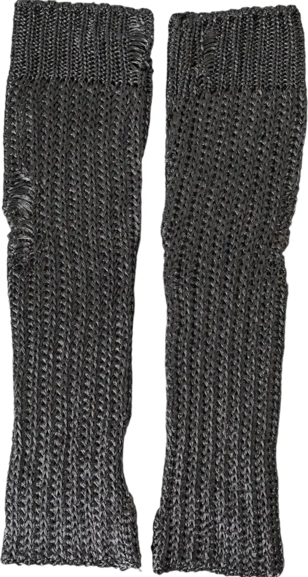 Gray Viscose Knitted Finger Less Gloves