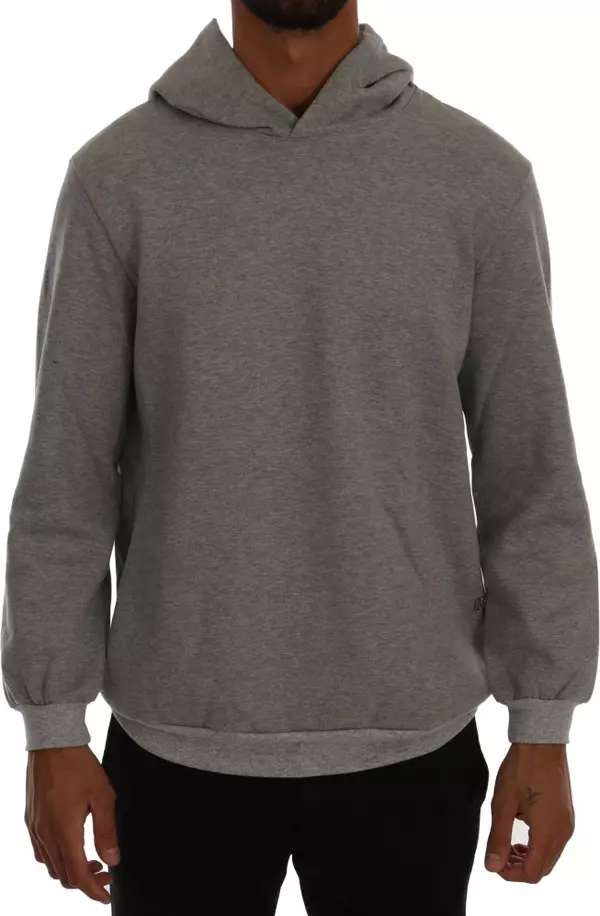 Gray Pullover Hodded Cotton Sweater