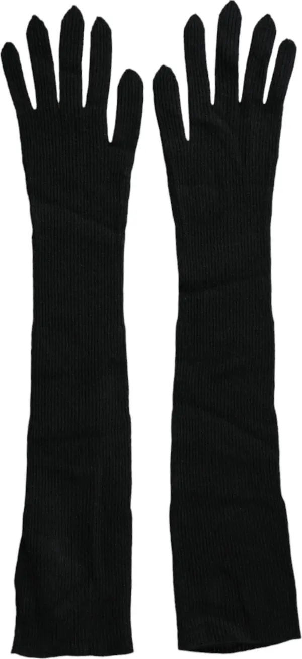 Black Cashmere Knitted Elbow Length Gloves