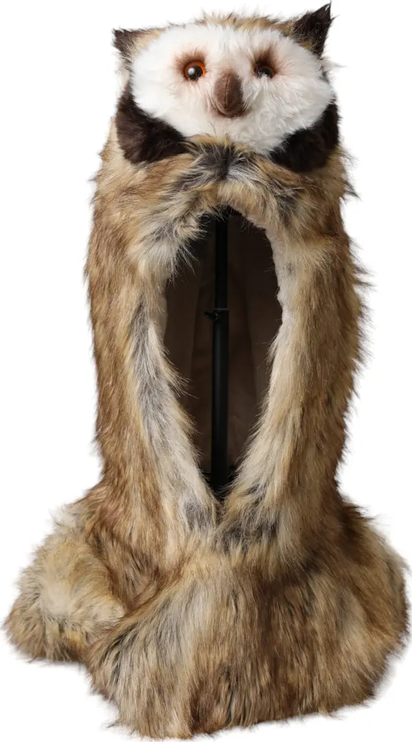 Brown Owl Faux Fur Whole Head Cap Hat
