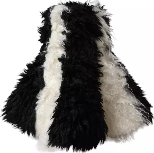 Black White Stripes Mohair Fur Bucket Hat
