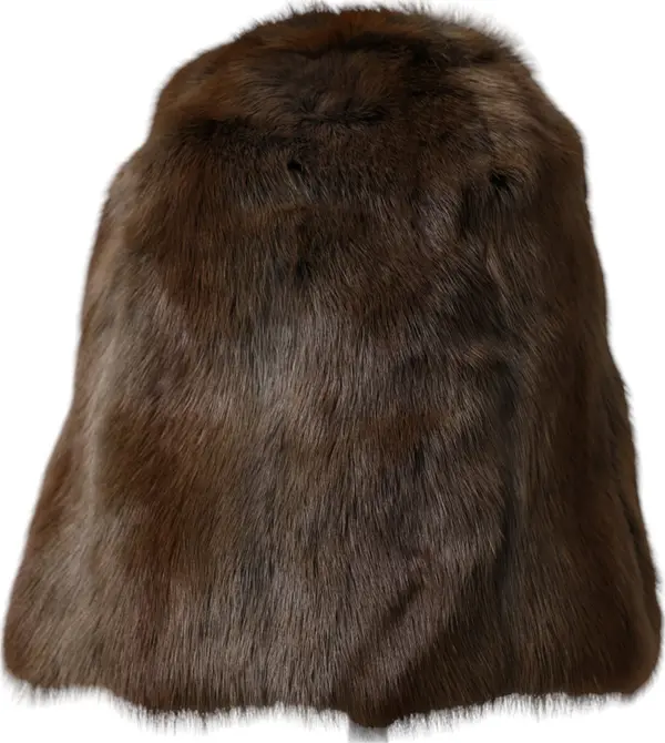 Brown Weasel Fur Womens Cashmere Hat Beanie