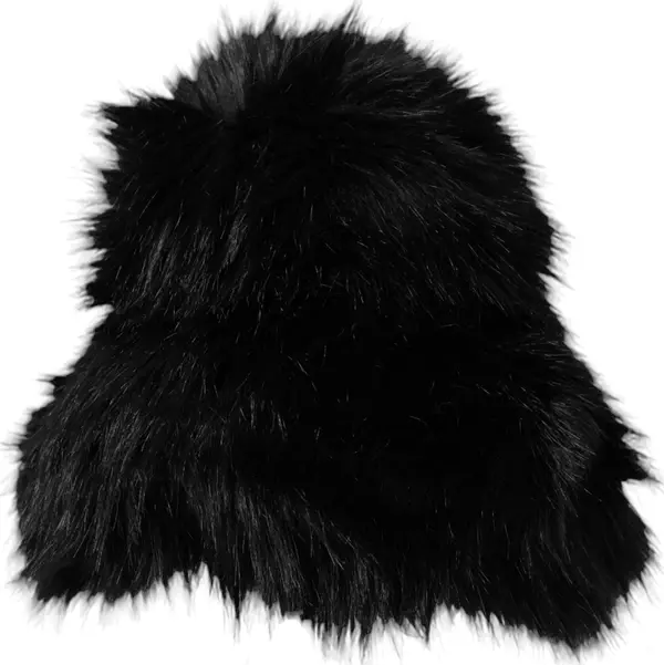Black Faux Fur Womens Bucket Hat