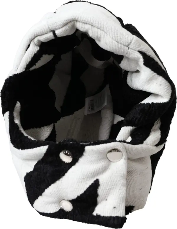 Black White Wool Whole Head Wrap Hat