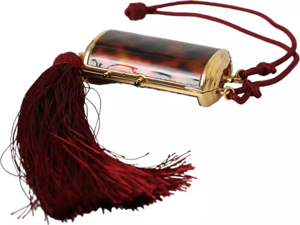 Brown Leopard Mini Mirror Tassel Make Up Holder Bag