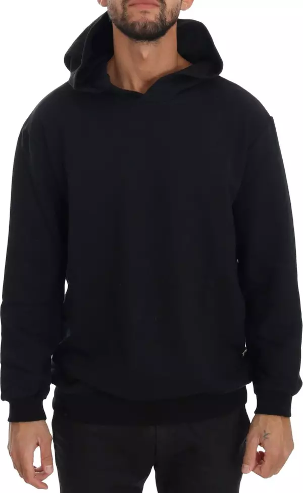 Black Gym Casual Hooded Cotton Sweater