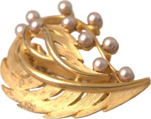 Gold Brass Leaf Embellished Jewelry Brooch Hair Pin