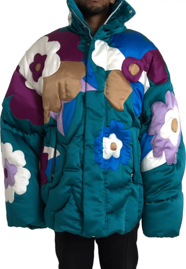 Multicolor Floral Windbreaker Puffer Jacket
