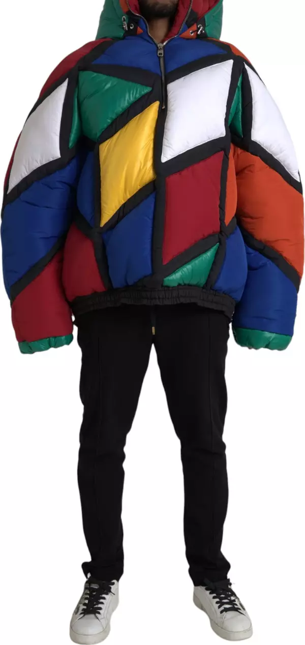 Multicolor Quilted Hooded Puffer Jacket