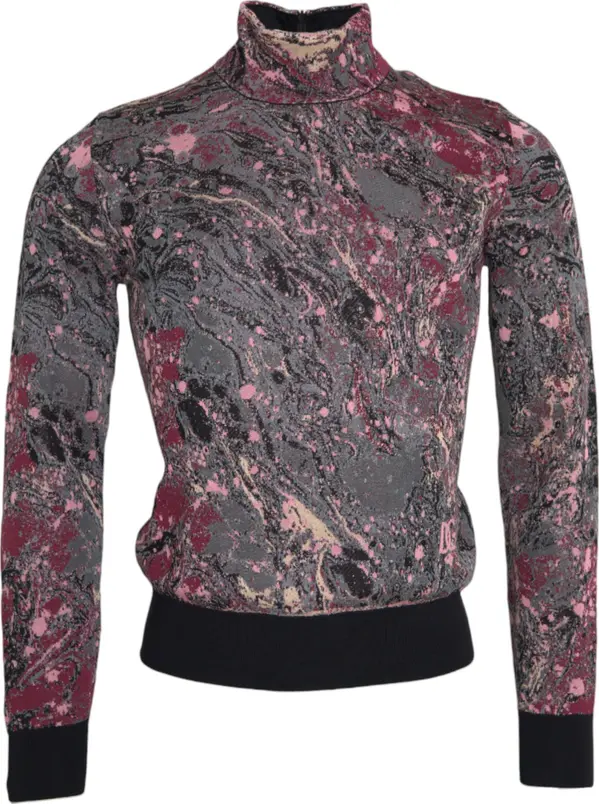 Multicolor Graphic Turtle Neck Men Sweater