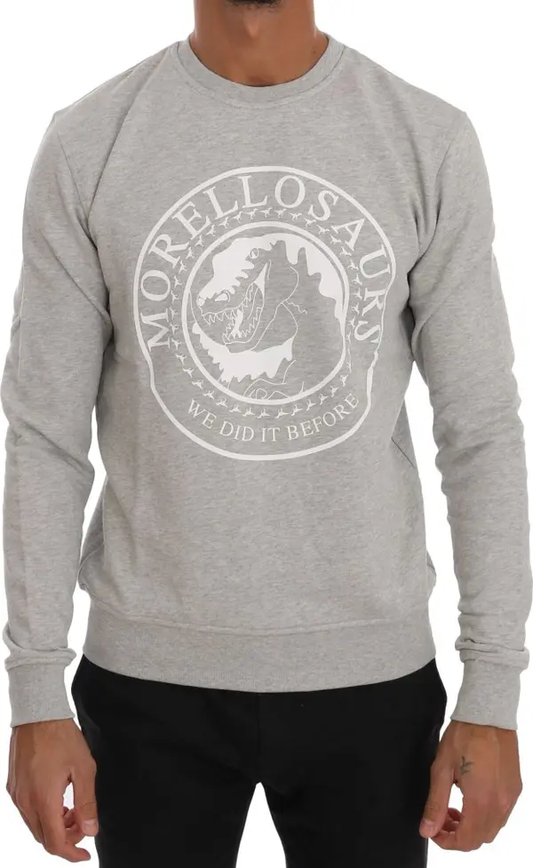 Gray Cotton Crewneck Pullover Sweater