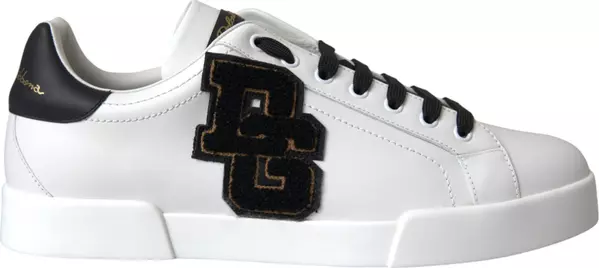 White Leather DG Logo Casual Low Top Sneakers Shoes