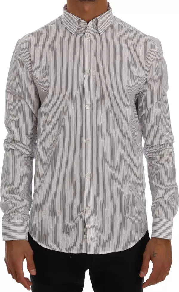 White Blue Striped Casual Cotton Regular Fit Shirt