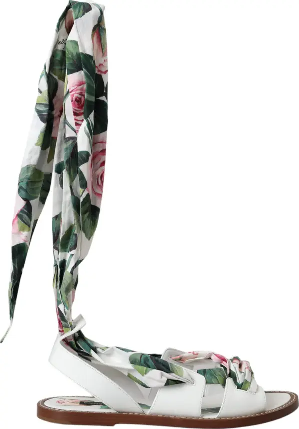 Multicolor Floral Print Ankle Wrap Sandals Shoes