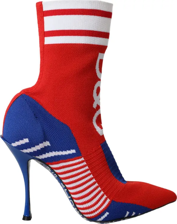 Red Blue Stretch Sock Style Short Boots Logo Shoes